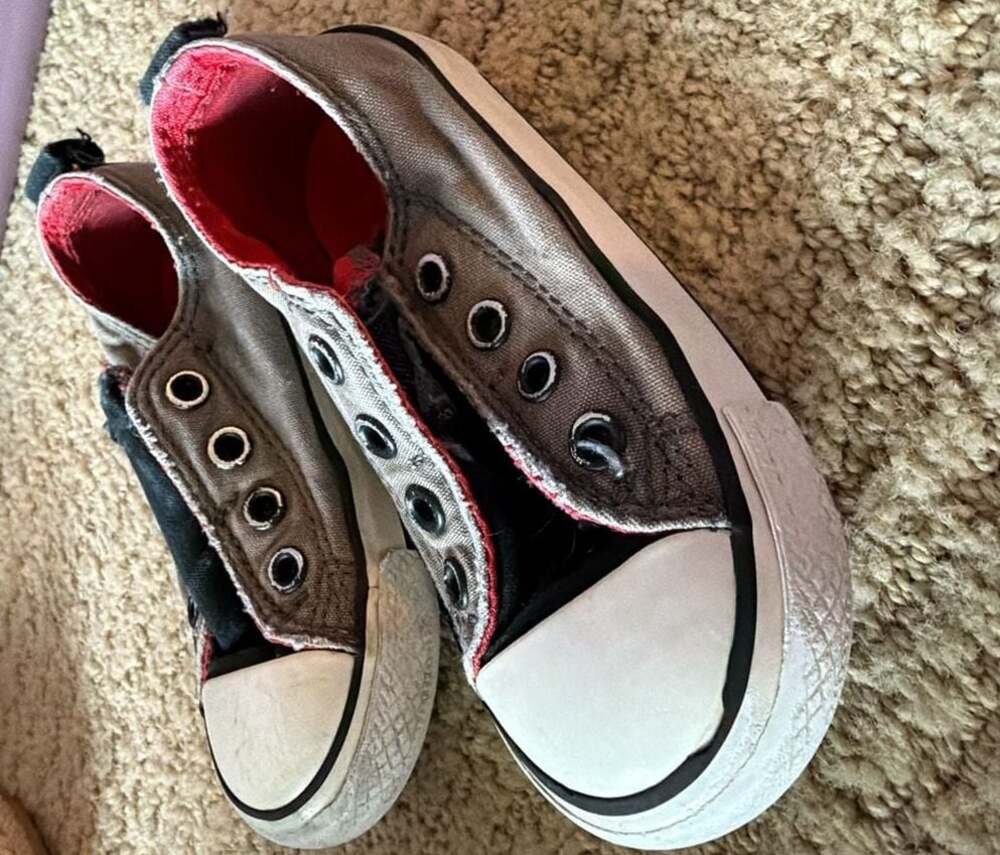 Converse All Star Chuck Taylor Infant Gray Black and Red Slip-On Sneakers